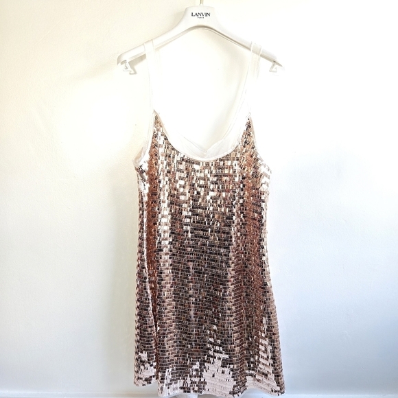New Free People Intimately Disco Fever Sequins Mesh Gold Mini Slip Dress - Picture 7 of 13